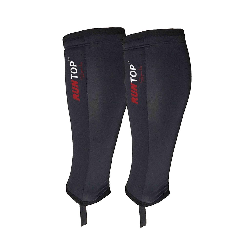 RUNTOP Shin Sleeves Guards for Rope Climbing Deadlifting Weightlifting Powerlifting Cross Fitness Training Box Jumping Leg Calf Support Men Women (7mm Black-Pair, XL)