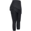 XUETON Womens Tennis Skirted Leggings with Pockets High Waisted Butt Lift Active Skort Athletic Ruffle Golf Skapri with Skirt(Black,Small) view 3