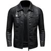 Maiyifu-GJ Men's Vintage Faux Leather Jacket Zip Up Long Sleeve Motorcycle Coat PU Lapel Lightweight Slim Fit Jackets (Black,Medium) view 1