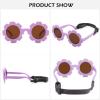 Hycredi Flexible Bendable Flower Baby Polarized Sunglasses with Strap Cute Shades for Newborn Infant Boys Girls Age 0-24 Months-Beige White/Brown +Pink/Pink Mirror view 4