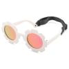 Hycredi Flexible Bendable Flower Baby Polarized Sunglasses with Strap Cute Shades for Newborn Infant Boys Girls Age 0-24 Months-Beige White/Brown + Purple/Brown Mirror view 1