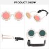 Hycredi Flexible Bendable Flower Baby Polarized Sunglasses with Strap Cute Shades for Newborn Infant Boys Girls Age 0-24 Months-Beige White/Brown + Purple/Brown Mirror view 4