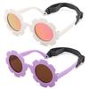 Hycredi Flexible Bendable Flower Baby Polarized Sunglasses with Strap Cute Shades for Newborn Infant Boys Girls Age 0-24 Months-Pink/Pink Mirror view 1