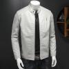 Maiyifu-GJ Men's Vintage Faux Leather Jacket PU Zip Up Stand Collar Bomber Coat Retro Warm Slim Fit Jackets Windbreaker (White,5X-Large) view 2