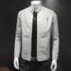 Maiyifu-GJ Men's Vintage Faux Leather Jacket PU Zip Up Stand Collar Bomber Coat Retro Warm Slim Fit Jackets Windbreaker (White,5X-Large) view 3