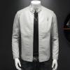 Maiyifu-GJ Men's Vintage Faux Leather Jacket PU Zip Up Stand Collar Bomber Coat Retro Warm Slim Fit Jackets Windbreaker (White,5X-Large) view 4