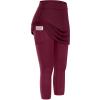 XUETON Womens Tennis Skirted Leggings with Pockets High Waisted Butt Lift Active Skort Athletic Ruffle Golf Skapri with Skirt(Wine,XX-Large) view 1