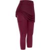 XUETON Womens Tennis Skirted Leggings with Pockets High Waisted Butt Lift Active Skort Athletic Ruffle Golf Skapri with Skirt(Wine,XX-Large) view 2