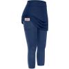 XUETON Womens Tennis Skirted Leggings with Pockets High Waisted Butt Lift Active Skort Athletic Ruffle Golf Skapri with Skirt(Navy,XX-Large) view 1