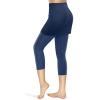 XUETON Womens Tennis Skirted Leggings with Pockets High Waisted Butt Lift Active Skort Athletic Ruffle Golf Skapri with Skirt(Navy,XX-Large) view 4