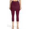 XUETON Womens Tennis Skirted Leggings with Pockets High Waisted Butt Lift Active Skort Athletic Ruffle Golf Skapri with Skirt(Wine,X-Large) view 3