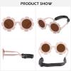 Hycredi Flexible Bendable Flower Baby Polarized Sunglasses with Strap Cute Shades for Newborn Infant Boys Girls Age 0-24 Months- White/Purple Red Mirror view 4