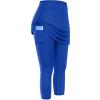 XUETON Womens Tennis Skirted Leggings with Pockets High Waisted Butt Lift Active Skort Athletic Ruffle Golf Skapri with Skirt(Blue,Medium) view 1