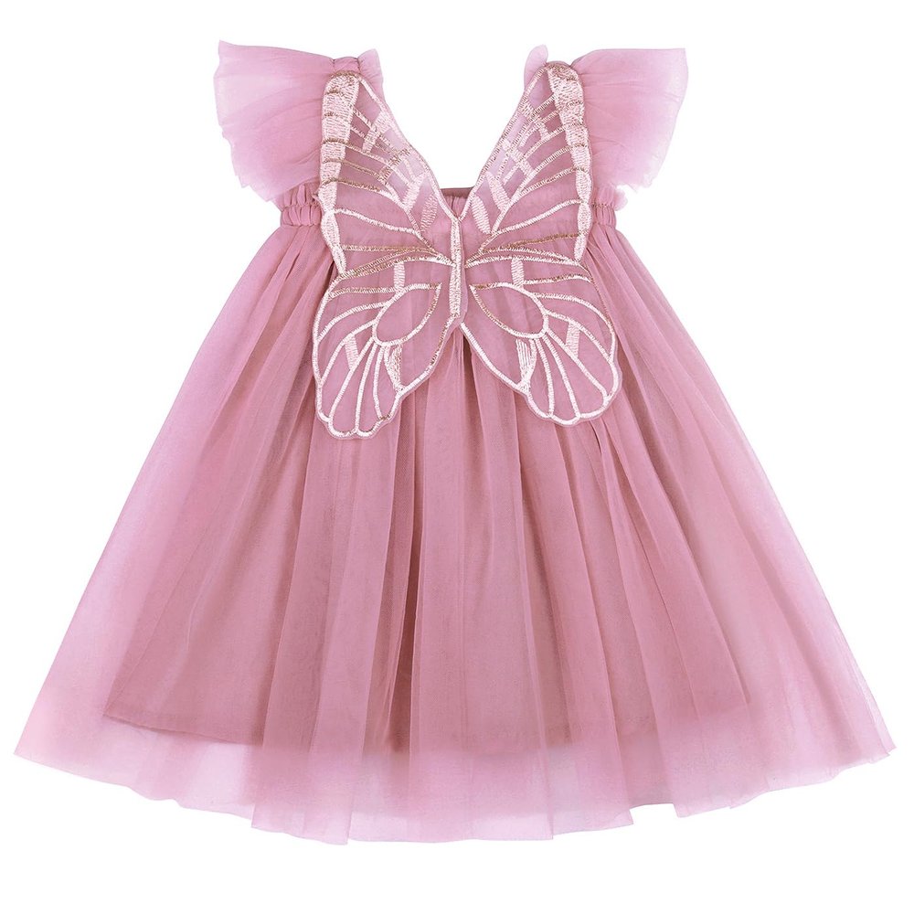 AGQT Baby Girls Tulle Tutu Dress Sleeveless Toddler Butterfly Print Back Flower Girls Dresses Birthday Party Gowns Wedding Layered Lace Holiday Mini Dress Pink Size 18-24 Months