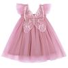 AGQT Baby Girls Tulle Tutu Dress Sleeveless Toddler Butterfly Print Back Flower Girls Dresses Birthday Party Gowns Wedding Layered Lace Holiday Mini Dress Pink Size 18-24 Months view 1