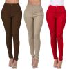 XUETON Womens Casual Pull On Skinny Jeans High Waisted Stretchy Jeggings with Pockets Slim Fit Denim Pencil Pants Tights(Red,Medium) view 3