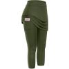 XUETON Womens Tennis Skirted Leggings with Pockets High Waisted Butt Lift Active Skort Athletic Ruffle Golf Skapri with Skirt(Army Green,Large) view 1