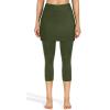 XUETON Womens Tennis Skirted Leggings with Pockets High Waisted Butt Lift Active Skort Athletic Ruffle Golf Skapri with Skirt(Army Green,Large) view 2