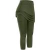 XUETON Womens Tennis Skirted Leggings with Pockets High Waisted Butt Lift Active Skort Athletic Ruffle Golf Skapri with Skirt(Army Green,Large) view 3