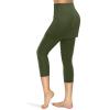 XUETON Womens Tennis Skirted Leggings with Pockets High Waisted Butt Lift Active Skort Athletic Ruffle Golf Skapri with Skirt(Army Green,Large) view 4