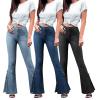 XUETON Womens Oversized Skinny Ripped Bell Bottom Jeans Plus Size High Waist Button Lace Up Bootcut Classic Flared Jean Pants(Blue,Medium) view 3