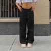 XUETON Parachute Pants for Women Baggy Cargo Pants Y2K High Waisted Wide Leg Loose Casual Pants Trousers Streetwear(Black,Medium) view 2