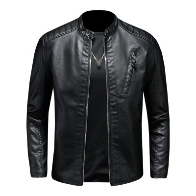 Maiyifu-GJ Men's Vintage Faux Leather Jacket PU Zip Up Stand Collar Bomber Coat Retro Warm Slim Fit Jackets Windbreaker (Black,X-Large)