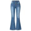 XUETON Bell Bottom Jeans for Women Classic High Waisted Destroyed Raw Hem Bootcut Flared Denim Pants Plus Size(Blue,XX-Large) view 4