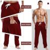 AMY COULEE Mens Cotton Athletic Pants Open Bottom Running Sweatpants Straight Leg Casual Joggers with Pockets (Red, M) view 3