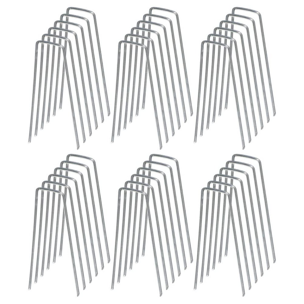 Yardwe 60pcs U-Shaped Ground Stakes for Gardening Artificial Lawn Pegs Landscape Fixing Tools for Tents and Outdoor Projects