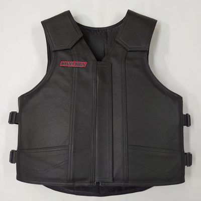 Leather Bull Riding Vest - Black Leather Brazilian Made Master Bulls - Adult Small