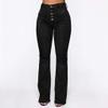 XUETON Bell Bottom Jeans for Women Classic High Waisted Destroyed Raw Hem Bootcut Flared Denim Pants Plus Size(Black,XX-Large) view 3