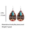 1/3 Pairs Set Western Cowgirl Cowboy Teardrop Drop Dangle Earrings Boho Turquoise Wooden Leather Earrings for Women Jewelry Gifts Aztec Pattern Boho Vintage Handmade-3 view 2