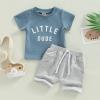 Infant Toddler Baby Boy Summer Clothes Short Sleeve Striped T-Shirt Top Solid Shorts Set 2Pcs Casual Shorts Outfit (Blue-Little Dude, 18-24 Months) view 2