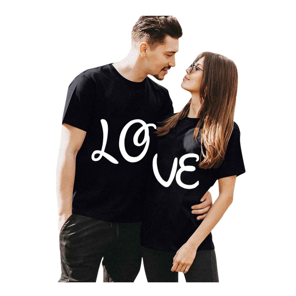 Matching Shirts for Couples Love Letter Print Valentine's Day T-Shirt for Him & Her Casual Short Sleeve Personalized Tees