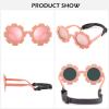 Hycredi Flexible Bendable Flower Baby Polarized Sunglasses with Strap Cute Shades for Newborn Infant Boys Girls Age 0-24 Months- Purple/Brown view 4