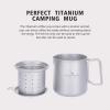 Boundless Voyage Titanium 500ml Mug with Lid and Strainer Filter Ultralight Tea Cup with Partable Foldable Handles for Outdoor Camping Hiking Backpacking (500ml Cup) view 4