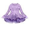 Girl Winter Long Sweater Dress, Toddler Baby Girls Knit Dress Crochet Ruffle Long Sleeve Mini Tutu (Purple, 3-4 Years) view 1