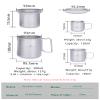 Boundless Voyage Titanium 500ml Mug with Lid and Strainer Filter Ultralight Tea Cup with Partable Foldable Handles for Outdoor Camping Hiking Backpacking (3 Cups Set) view 3