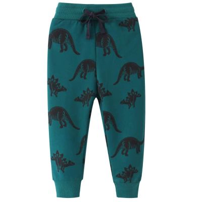 Boys Sweatpants Cartoon Print Dinosaur Pattern Cotton Pants Drawstring Elastic Sweatpants Toddler (Green, 5-6 Years)