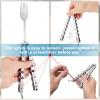 Eaasty 3 Pieces Butterfly Comb,Fork and Spoon Set,Tactical Stainless Steel Folding Butterfly Spoon for Camping Hunting Travel Outdoor(Silver) view 4