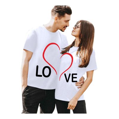 Matching Shirts for Couples Love Letter Print Valentine's Day T-Shirt for Him & Her Casual Short Sleeve Personalized Tees
