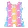 HOZIY Rainbow Leotards for Girls with Shorts 4t 5t Gymnastics Stripe Unicorn Pink Blue Gold Biketard Kids Leo Tumbling Outfits Shiny Apparel Clothing Leotardos Para Gimnasia Ninas view 2