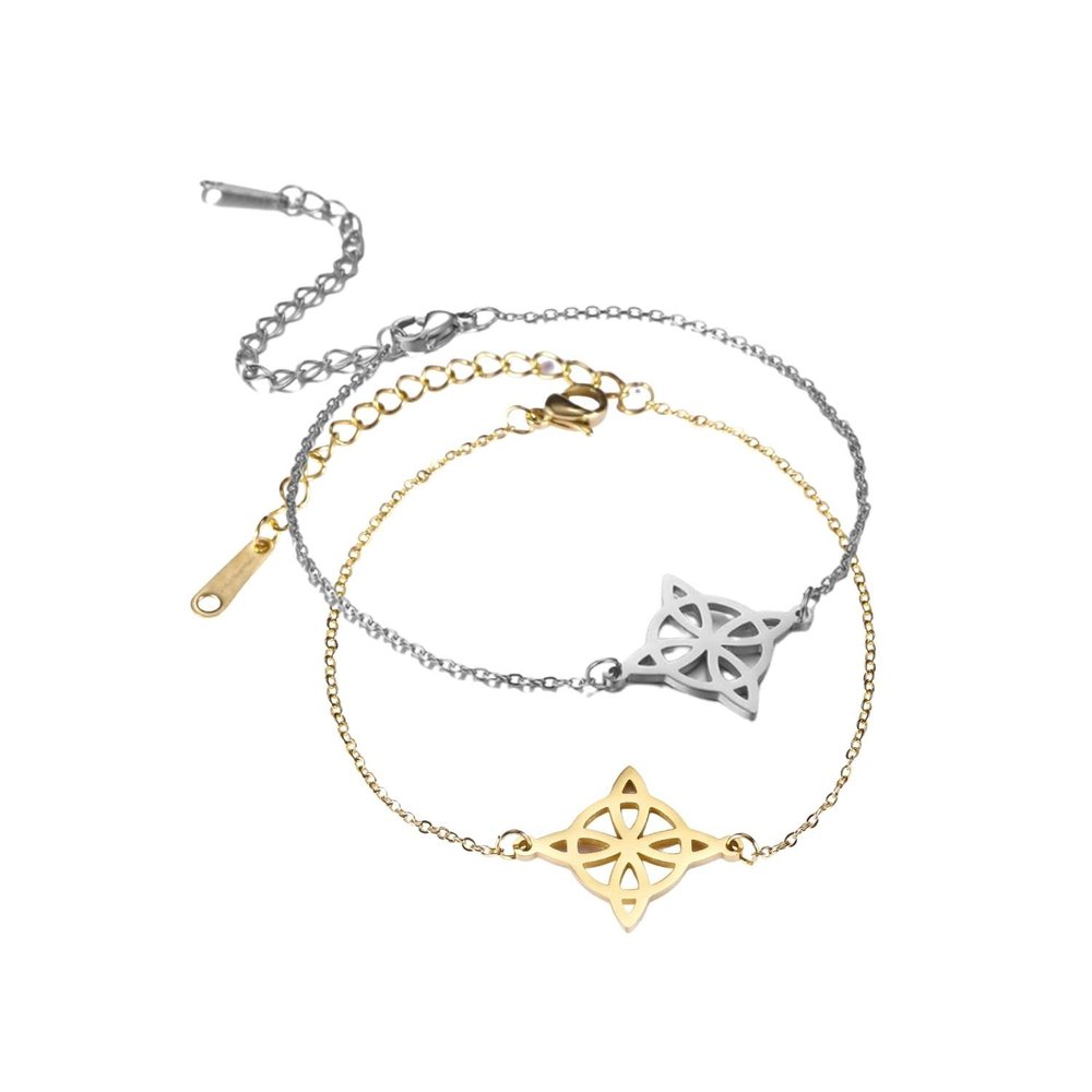 1-2 PCS Witches Knot Bracelet For Women Men, Gold Silver Celtic Knot Wiccan Chain Bracelet, Layered Bracelet Adjustable Charm Bracelet Celtic Jewelry Gifts