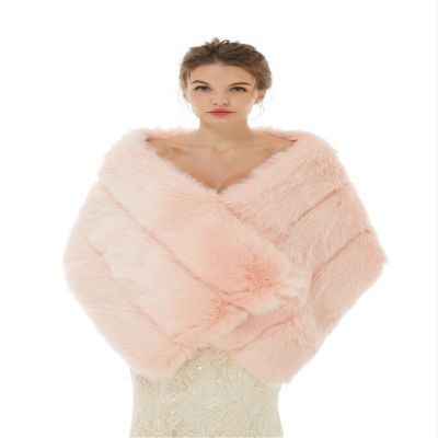 Keting Women's Faux Fur Cold Winther Shawl Wraps Bridal Wedding Scarf Stole Shrug Wedding Cover Up