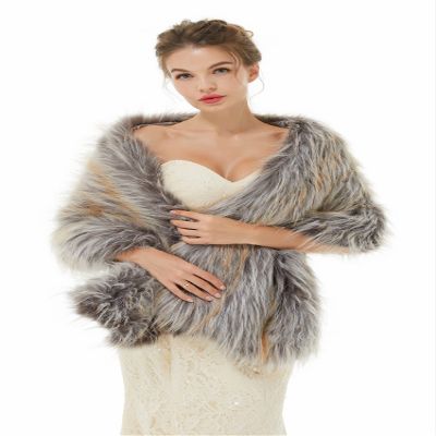 Keting Women's Faux Fur Cold Winther Shawl Wraps Bridal Wedding Scarf Stole Shrug Wedding Cover Up