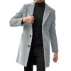 ZHUER Mens Trench Coat Mid-Length Woolen Coat Winter Slim Fit Single Breasted Pea Coat Long Sleeve Casual Business Overcoat C- Grey view 1