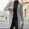 ZHUER Mens Trench Coat Mid-Length Woolen Coat Winter Slim Fit Single Breasted Pea Coat Long Sleeve Casual Business Overcoat C- Grey view 2