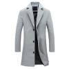 ZHUER Mens Trench Coat Mid-Length Woolen Coat Winter Slim Fit Single Breasted Pea Coat Long Sleeve Casual Business Overcoat C- Grey view 4
