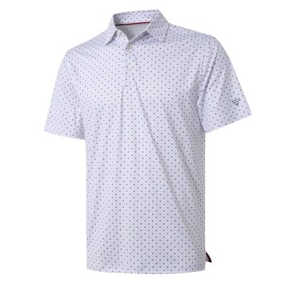 Men's Golf Shirts Dry Fit Short Sleeve Print Performance Moisture Wicking Patterned Polo Shirt for Men White Geo